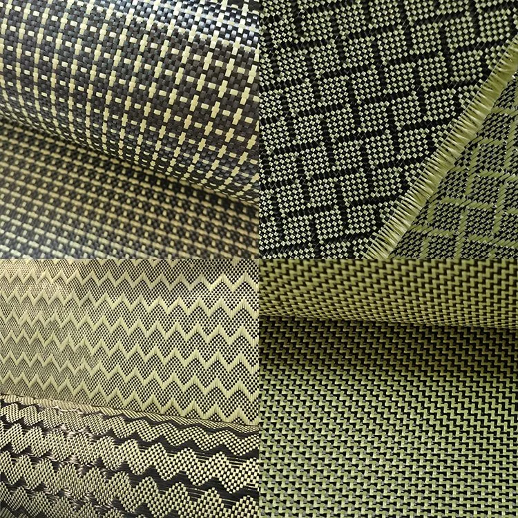 China Factory Colorful Jacquard Yellow W-Shape Carbon Aramid Hybrid Cloth Fabrics